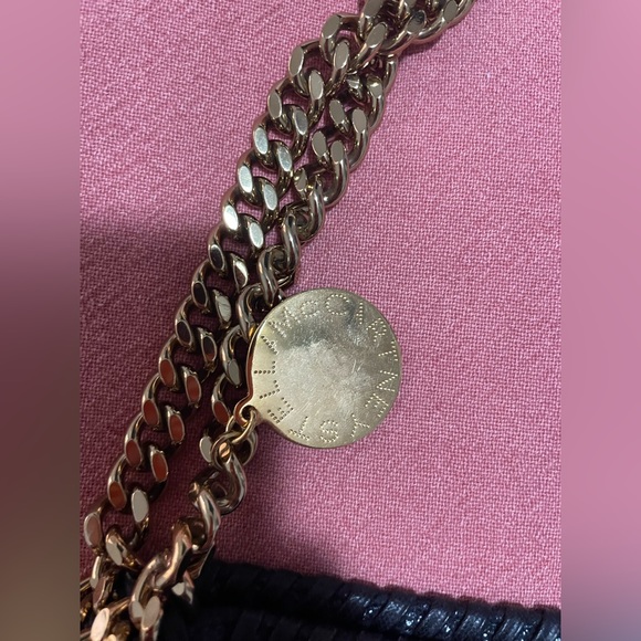 Stella McCartney Falabella Small Shaggy Deer Tote Bag — navy blue, gold chain - Picture 2 of 5